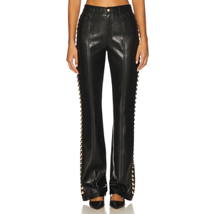 Proveedor de pantalones de moda de piel sintética para mujer, fábrica de pantalones con acabado liso y aspecto de cuero para mujer, venta al por mayor de pantalones para mujer - Product Image 1