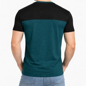 T-shirt pour homme à col en V, color block, confortable, élégant, moderne, durable, doux, respirant, tendance, tissu de qualité supérieure - Product Image 2