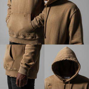 Sudadera con Capucha Personalizada con Logotipo, para Hombre, Tejido Grueso de 400 g/m², Felpa Francesa, Lavado Ácido, Estilo Vintage, Envío Directo - Product Image 4