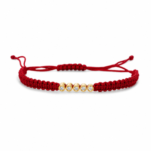 Bracelet en macramé noir en or 14 carats plaqué rhodium, diamants CVD cultivés en laboratoire classiques F VVS VS, design à cinq pierres, cordon tressé réglable - Product Image 6