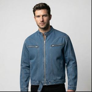 แจ็กเก็ตผ้ายีนส์วินเทจใส่ได้ทั้งชายและหญิงคอตั้งผ้าใบเสื้อคลุมกันหนาวมีซิปปิดสไตล์ฮิปฮอปซักได้ตามต้องการ - Product Image 1