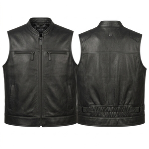 UNITE <b>Men's</b> <b>Black</b> Modal Breathable Moto Biker <b>Vest</b> Stand Collar Zipper Closure Windproof Outerwear Winter Wear - Product Image 1