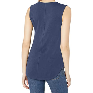 New Arrival <b>Low</b> Moq High Quality Women Solid Color Knitted Sleeveless V Neck Tank <b>Top</b> Casual Regular Length - Product Image 3