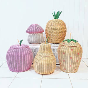 Best price rattan fruit <b>basket</b> <b>with</b> <b>lid</b> wholesale supply set of handweave storage bin <b>baskets</b> - Product Image 1