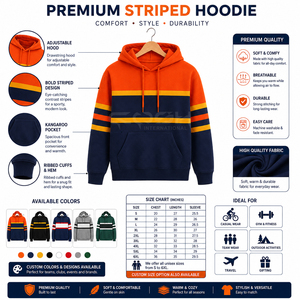 เสื้อฮู้ดดี้ลายทางสีส้ม กรมท่า เหลือง ของ Cosh International Sorority Sisterhood แบบลำลอง มีกระเป๋าด้านหน้า - Product Image 6