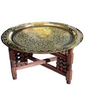 Table console de luxe moderne avec plateau rond en métal plaqué or de haute qualité et pieds design uniques pour la décoration de la maison, de l'hôtel et du salon - Product Image 1