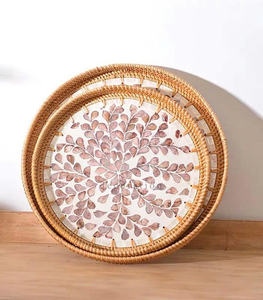 Bandeja de Comida Ovalada Mini Vintage de Ratán con Asa y Elegante Diseño de Incrustaciones, Almacenamiento Ecológico para Cocina - Product Image 6