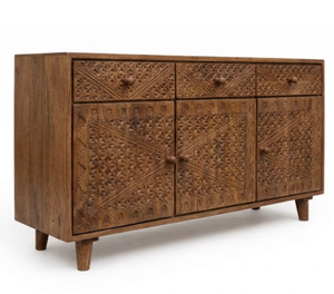 Handcrafted Traditional Solid Mango Wood <b>Sideboard</b> Modular Design Adjustable Shelves Durable Eco-Friendly in Brown Finish - Product Image 1