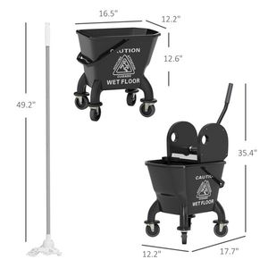 Carrello per Secchio Mop Rinforzato in Plastica per Pulizie, Carrello per Pulizie Professionali per Hotel e Ristoranti, Carrello per Servizi di Pulizia con Vano Chiuso - Product Image 4