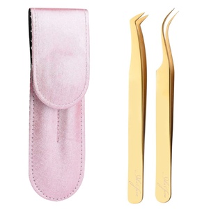 Pinces à cils avec emballage personnalisé, pinces à cils à pointe en fibre pour une tenue forte, idéales pour les extensions de cils - Product Image 1