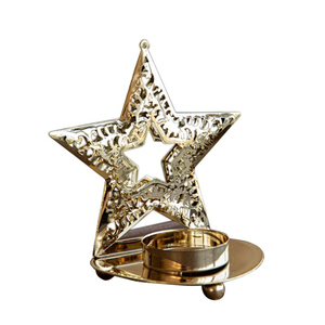 Porte-bougie élégant en forme de cerf doré, fait main en aluminium, pour la décoration de Noël et de l'Avent - Product Image 4