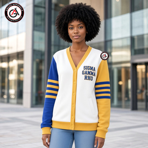 เสื้อคาร์ดิแกนอะคริลิกปักลาย Sigma Gamma Rho Soror สำหรับผู้หญิง |   เสื้อเชิ้ตปักลาย SGRho Sorority สำหรับสุภาพสตรี สไตล์เรียบง่าย ป้องกันรอยยับ - Product Image 4