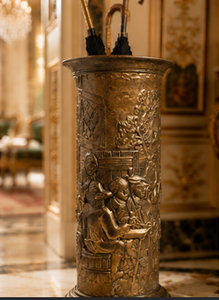 Porte-parapluie en laiton antique, support autoportant à capacité unilatérale pour la décoration des halls d'hôtel - Product Image 2