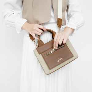 Sac à main rétro tendance en cuir PU avec coutures contrastées, grande capacité, sac seau, sac messager pour femme - Product Image 2