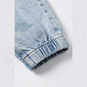 Jean en denim délavé coupe droite pour homme, coupe slim, taille mi-haute, en coton, décontracté, bleu clair, style printemps - Product Image 6