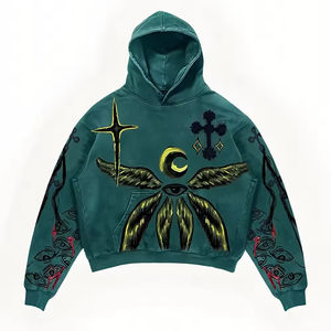 Sweat à capuche oversize personnalisé de haute qualité, coupe courte, effet vieilli, en molleton/coton, lavage vintage, impression intégrale, service OEM - Product Image 4