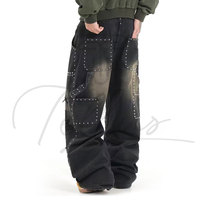 Pantalones de Hombre de Alta Calidad, Corte Regular, Pierna Ancha, Azul Lavado, Logotipo Personalizado, Tela Sólida, Transpirable, Ecológico, Secado Rápido, Tallas Grandes