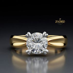 Anillo de Compromiso Solitario con Corte Redondo, Oro de 14K, Anillo de Diamantes Clásico, Joyería Nupcial Elegante - Product Image 2