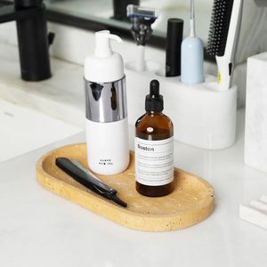 Plateau ovale en marbre doré Indus, plateau de service décoratif en pierre naturelle, décoration de luxe pour la maison - Product Image 2