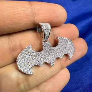 Pendentif symbole chauve-souris en moissanite de haute qualité, unisexe, serti de pierres, en argent 925, bijoux fins, pendentifs et breloques - Product Image 4