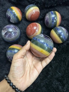 Esfera de Cristal de Ágata Tallada y Grabada de Alta Calidad, Bola de 7 Chakras, Piedra Natural, Reiki, Sanación, Mayorista de Gujarat - Product Image 1