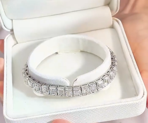 Pulsera de Tenis de Lujo de Platino con Corte Esmeralda de 16 Quilates y 20 cm, de Alta Calidad, para Fiestas Infantiles y Bodas, Joyería Fina de Moda - Product Image 5