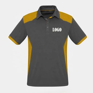 Polo de Manga Corta Gris para Hombre con Ribete Amarillo Neón, Diseño Deportivo de Secado Rápido, Logotipo Estampado en la Parte Delantera - Product Image 4