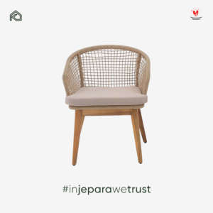 Commercial Grade Outdoor Rope Chair with Solid Teak Wood Legs Weather Resistant Cushioned Seat for Hotels Restaurants Res - Product Image 3