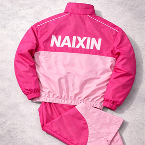 Ensemble de survêtement Jaffico International rose, color-block, manches longues, à capuche, décontracté, réversible, 100 % coton biologique, séchage rapide - Product Image 2
