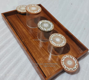 Rfcrafts Vaisselle de service en bois de style moderne de luxe avec incrustation de nacre Contenants à dessert pour mariage à domicile - Product Image 4