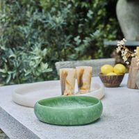 Ensemble de plats en résine faits à la main, style moderne et luxueux, bleu turquoise, assiettes et bols de service, polis, écologiques, compatibles lave-vaisselle
