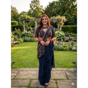 Elegante Saree Dhoti Indo-Occidental ZAIN EXPORT, Estilo Étnico Moderno, de Secado Rápido, Ideal para Bodas - Product Image 1