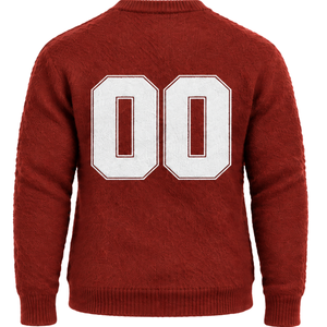 Pull en tricot doux et chaud pour homme, rouge rouille, col rond, manches longues, décontracté, hiver, avec logo personnalisé en relief - Product Image 2