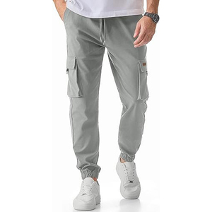 Men's Khaki Cargo Pants Wide Leg Lightweight <b>Elastic</b> Waist with <b>Belt</b> Digital Printed Quick Dry Polyester Street Style Trousers - Product Image 3