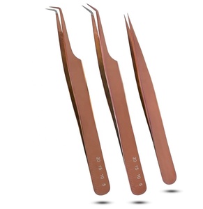 Pinzas de Aislamiento Profesionales de Acero Inoxidable con Logotipo Personalizado para Extensiones de Pestañas, Punta Puntiaguda, Marca Privada, Gris - Product Image 1