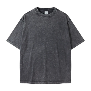 T-shirts Homme Personnalisés Imprimés Délavés Effet Vieilli Coton Lourd 100% Coupe Boxy Col Rond Décontracté Style Jersey - Product Image 1