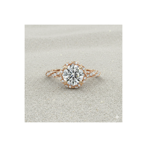 Bague de fiançailles avec halo de diamants pavés torsadés - Product Image 1