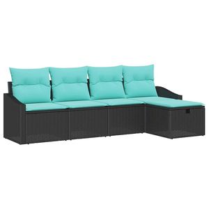 Conjunto de Sofá de Jardín de Ratán Sintético Negro con Cojín de Almacenamiento - Product Image 2