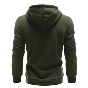 เสื้อสเวตเชิ้ตมีฮู้ดสีเขียวมะกอกสำหรับผู้ชาย ทรงเข้ารูป สีพื้น ลำลอง ถักทอ แขนยาว ใส่ได้ในฤดูใบไม้ร่วง มีกระเป๋า - Product Image 2