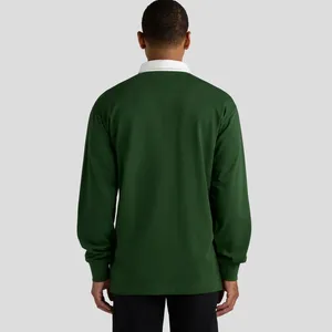 Chemise tissée à manches longues pour homme, style preppy décontracté, bleu uni, motif imprimé numérique, logo frontal, coupe classique, boutonnée, 100 % coton - Product Image 4