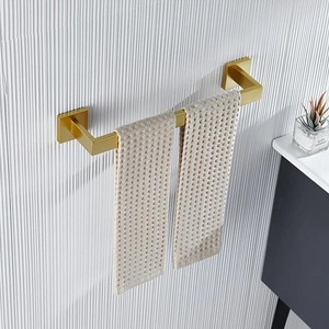Porte-serviettes mural moderne en acier inoxydable à double rail pour salle de bain - Product Image 4