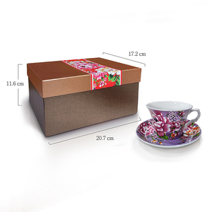 ถ้วยชาเซรามิกลายดอกโบตั๋นหรูหราซักได้และทนทานพิมพ์สกรีนลายน้ำเพื่อวัตถุประสงค์ในการรับ - Product Image 3