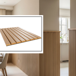 Paneles de Pared de Madera Premium con Diseño de Listones Tambour para Reducción de Ruido, Ideales para Baños, Salas de Estar, Comedores y Decoración de Interiores - Product Image 1