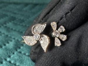 Anillo de Oro Rosa de 14K con Flor, Diamantes Cultivados en Laboratorio de 0.369 CT en Forma de Pera y Redondos, Joyería Abierta Inspirada en la Naturaleza, Anillo Delicado - Product Image 4