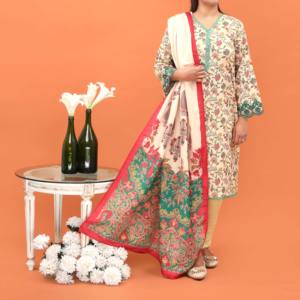 Traje Khaddar adornado de 3 piezas para mujer Colección PW4146 - Product Image 3