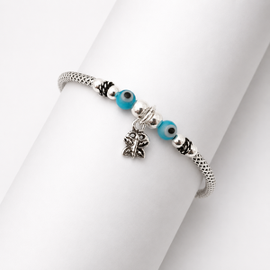 925 Sterling <b>Silver</b> Blue Eye Beaded Chain Bracelet High Polish Adjustable Women Girls Protection Jewelry Gift Daily Wear - Product Image 2