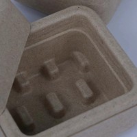 Boîte d'emballage en pulpe de papier biodégradable et écologique, personnalisée, avec couvercle et base en pulpe moulée pressée à sec