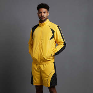 Ensemble court pour homme 100 % coton, personnalisable avec logo imprimé, polo et short, style streetwear, couleur unie, rayures noires, ensemble 2 pièces - Product Image 3