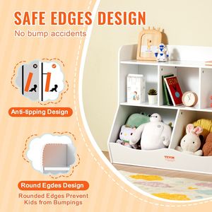 Armadietto giocattolo bianco a 5 Cubby per bambini in legno organizzatore di librerie per sala giochi asilo nido casa-mobili per bambini - Product Image 4