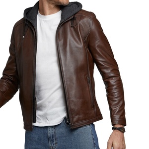 Veste en cuir pour hommes 2022 nouveau style veste à capuche en peau de mouton véritable - Product Image 2